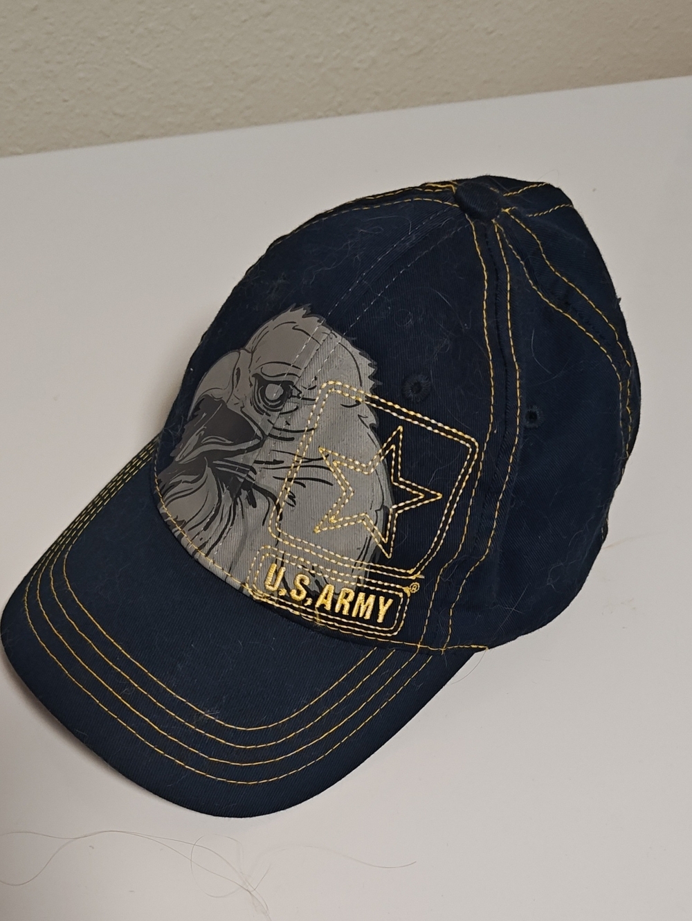 U.S. Army Navy Blue Eagle Patch Cap with Yellow Stitching